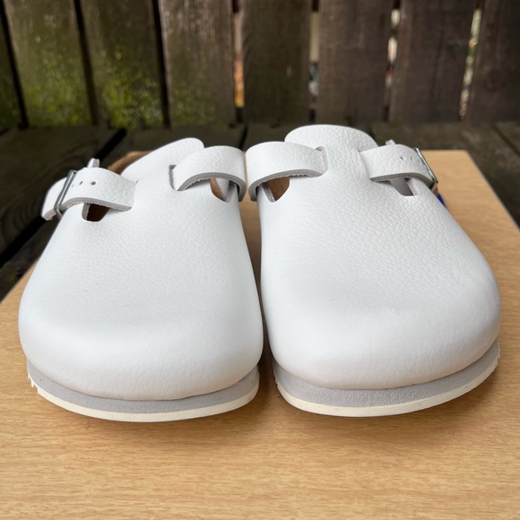 Birkenstock Boston Super Grip White Leather Clog Mules NWB Sz 36( 5-5.5 U.S.) - Picture 8 of 15